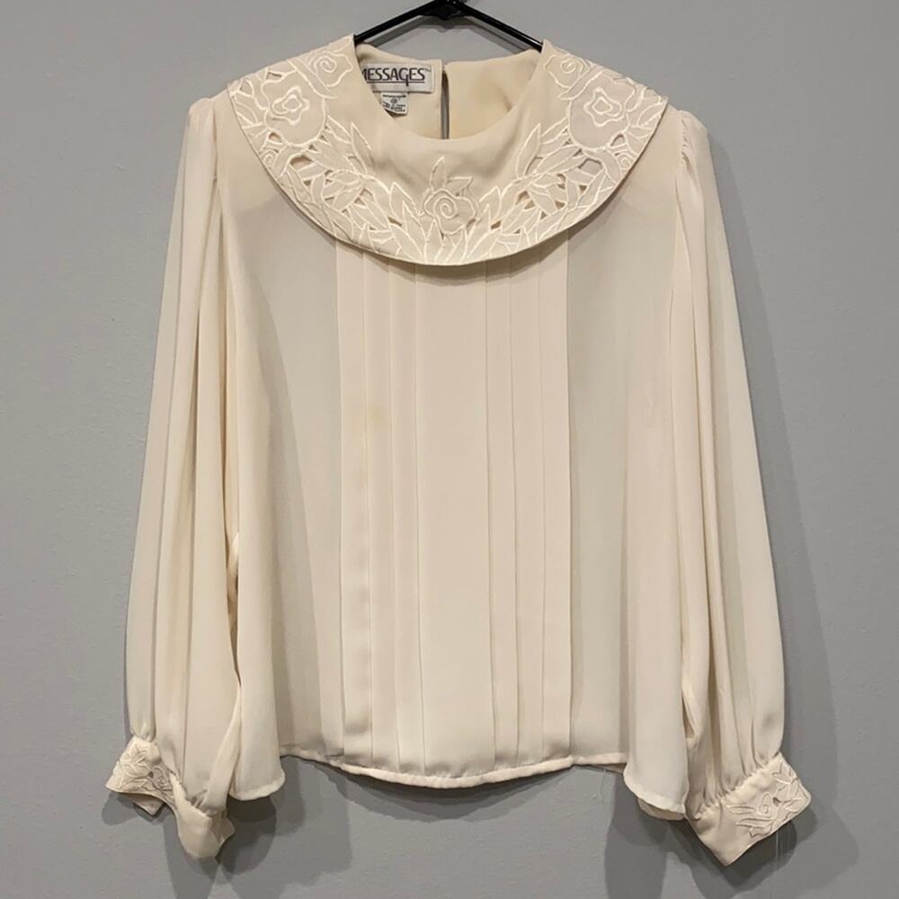 Vintage Long sleeves Cream Blouse